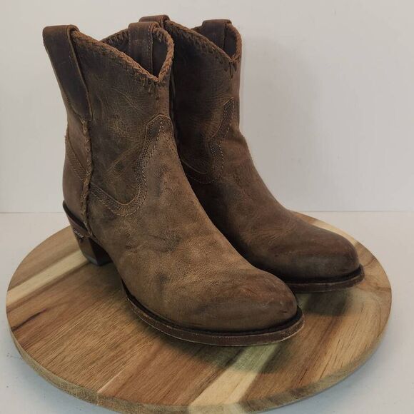 Lane Womens Plain Jane Braided Bootie Size 8 Brown Distressed - Picture 3 of 12